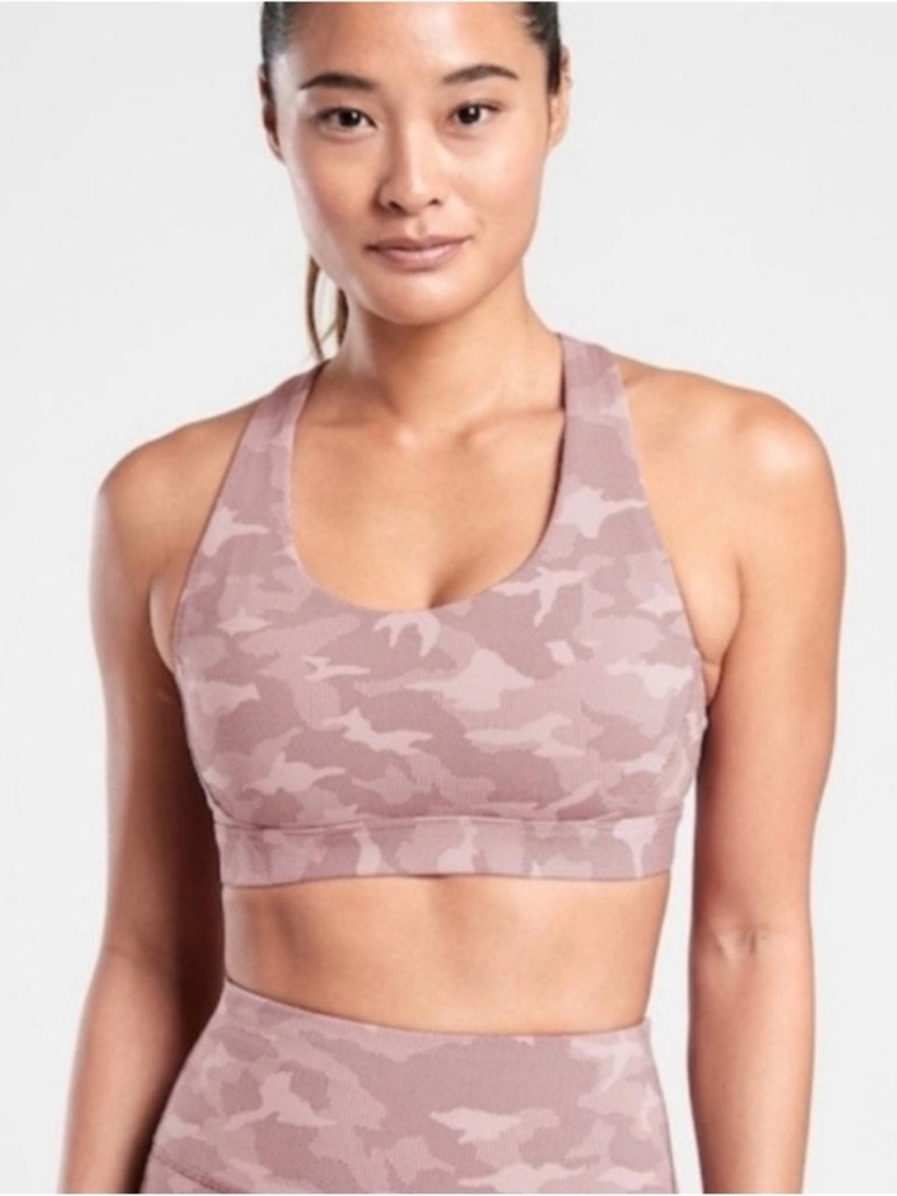 Athleta Pink Camo Racerback Sports Bra